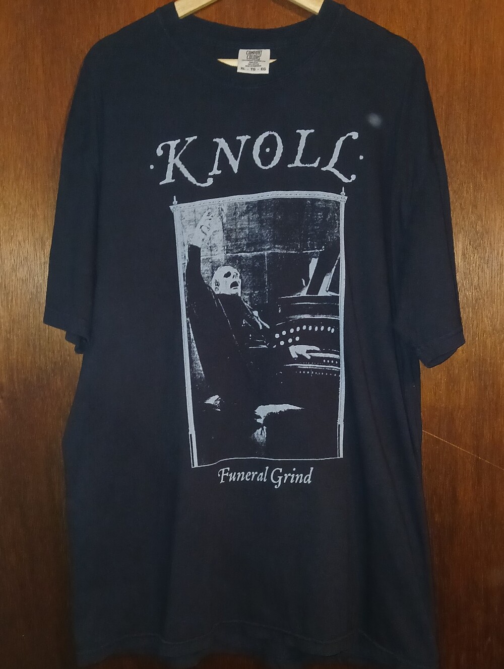 Knoll Funeral Grind Band T-Shirt w/ White Phantom Off The Opera Graphic, Size XL
